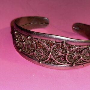 Vintage Sterling Silver Filigree Cuff Bracelet